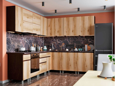 Угловая кухня 260х220 см "Плейона" венге+дуб делано