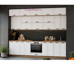 Белая кухня 3 метра "Альфа" с антресолями