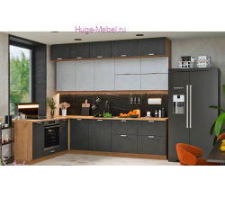 Угловая кухня с антресолями 275х200 "Бетон"