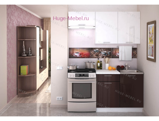 Маленькая кухня 150 см "Ксения Шоколад +Белый"