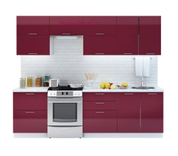 Бордовая кухня 2.6 метра "Ксения"
