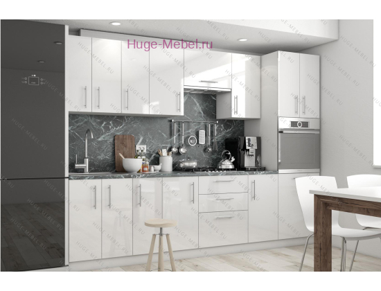 Кухня 290 см "Ксения" белый глянец