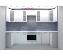 П-образная кухня "Ксения" белый глянец