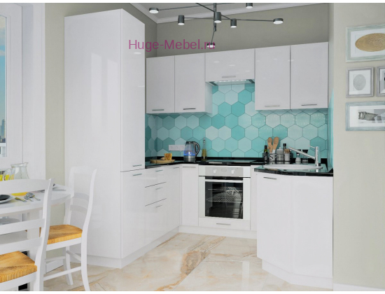 П-образная кухня "Ксения" белая 190х210х190 см