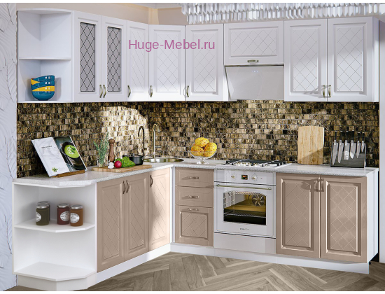 Угловая кухня 210х240 "Модена белый/кофе"