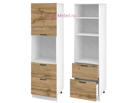 Пенал кухонный с нишей и ящиками 600 Пасаденна (дуб вотан)