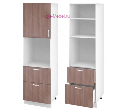 Пенал кухонный с нишей и ящиками 600 Дина (шимо темный)