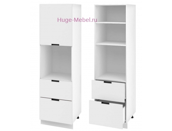 Пенал кухонный с нишей и ящиками 600 Сахара (белый)