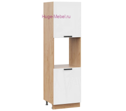 Пенал кухонный напольный с нишей 600 Пасаденна (белый бриллиант) корпус крафт