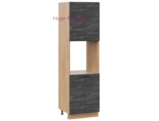 Пенал кухонный напольный с нишей 600 Пасаденна (угольный камень) корпус крафт