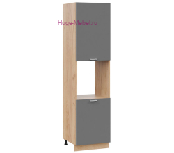 Пенал кухонный высокий с нишей 600 Катрин (софт графит) корпус крафт