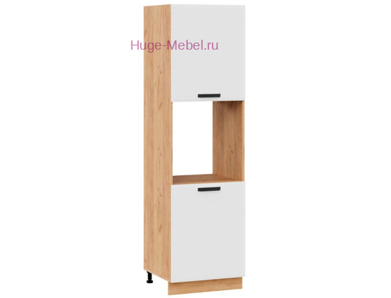Пенал кухонный напольный с нишей 600 Призма (белый супермат) корпус крафт