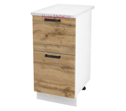 Нижний шкаф кухонный с двумя ящиками 400 Пасаденна (дуб вотан)