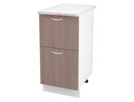 Нижний шкаф кухонный с двумя ящиками 400 Дина (шимо темный)