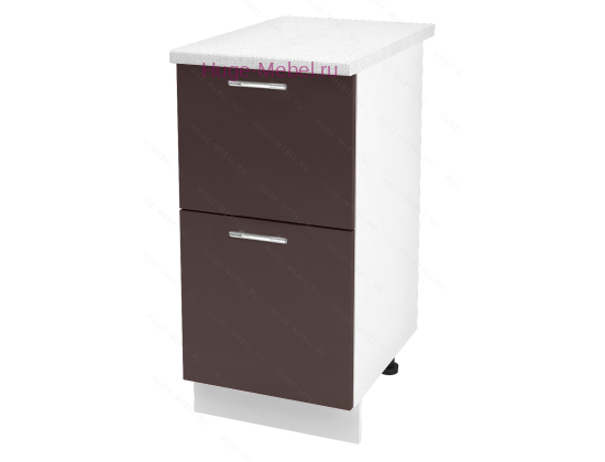 Нижний шкаф кухонный с двумя ящиками 400 Ксения (шоколад)