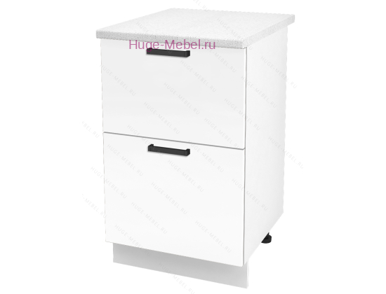 Нижний шкаф кухонный с двумя ящиками 500 Пасаденна (белый бриллиант)