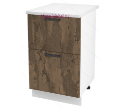 Нижний шкаф кухонный с двумя ящиками 500 Пасаденна (ржавый камень)