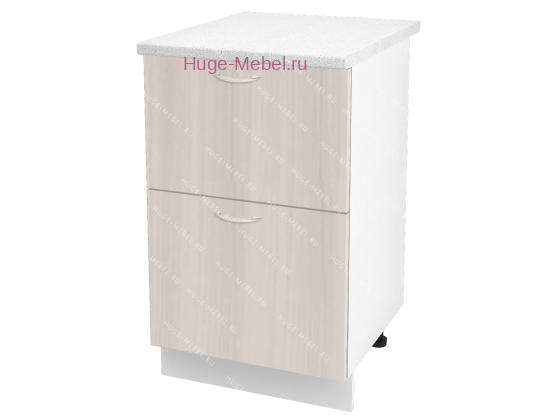 Нижний шкаф кухонный с двумя ящиками 500 Дина (шимо светлый)