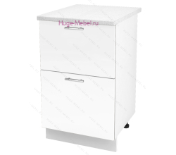 Нижний шкаф кухонный с двумя ящиками 500 Ксения (белый)