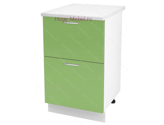 Нижний шкаф кухонный с двумя ящиками 500 Ксения (олива)