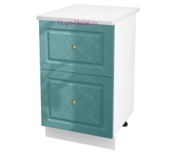 Нижний шкаф кухонный с двумя ящиками 500 Модена (дуб бирюза)