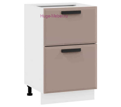 Нижний шкаф кухонный с двумя ящиками 500 Призма (мокко супермат)