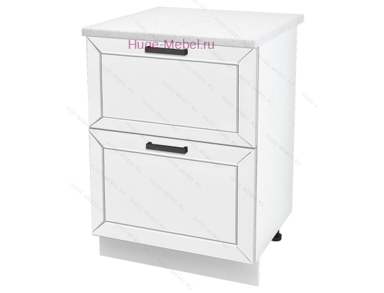 Нижний шкаф кухонный с двумя ящиками 600 Альфа (белый)