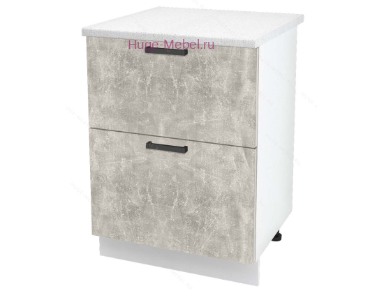 Кухонный шкаф под мойку 600 с двумя ящиками Пасаденна (ателье светлое)