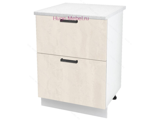 Нижний шкаф кухонный с двумя ящиками 600 Пасаденна (шелковый камень)