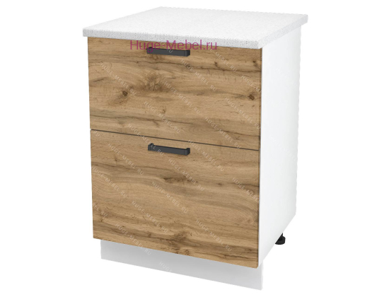 Нижний шкаф кухонный с двумя ящиками 600 Пасаденна (дуб вотан)