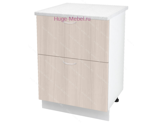 Нижний шкаф кухонный с двумя ящиками 600 Дина (шимо светлый)