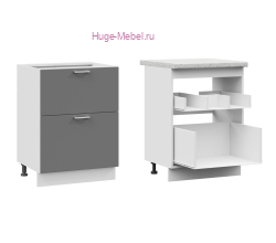 Кухонный шкаф под мойку 600 с двумя ящиками Катрин (софт графит)