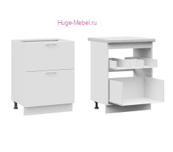 Кухонный шкаф под мойку 600 с двумя ящиками Катрин (софт вайт)