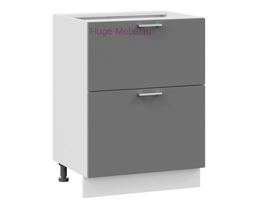 Нижний шкаф кухонный с двумя ящиками 600 Катрин (софт графит)