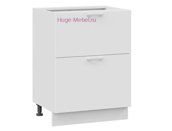 Нижний шкаф кухонный с двумя ящиками 600 Катрин (софт вайт)