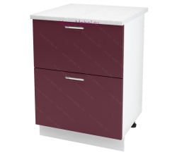 Кухонный шкаф под мойку 600 с двумя ящиками Ксения (бордо)