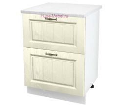 Кухонный шкаф под мойку 600 с двумя ящиками Мария (крем)
