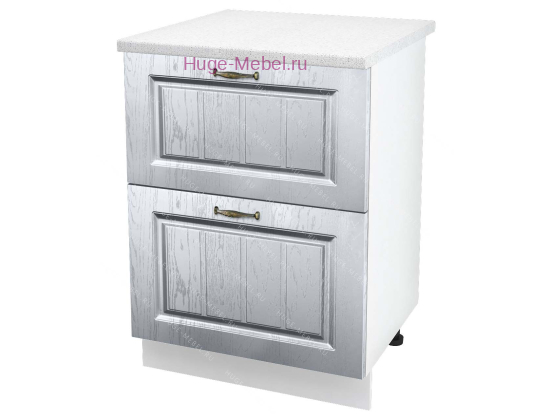 Кухонный шкаф под мойку 600 с двумя ящиками Мария (сталь)