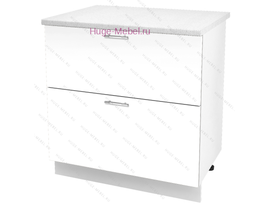 Нижний шкаф кухонный с двумя ящиками 800 Ксения (белый)