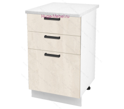 Кухонный шкаф нижний с тремя ящиками 500 Пасаденна (шелковый камень)
