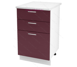 Кухонный шкаф нижний с тремя ящиками 500 Ксения (бордо)