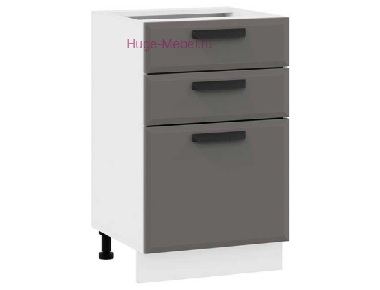 Кухонный шкаф нижний с тремя ящиками 500 Призма (асфальт супермат)