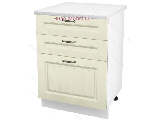 Кухонный шкаф нижний с тремя ящиками 600 Мария (крем)