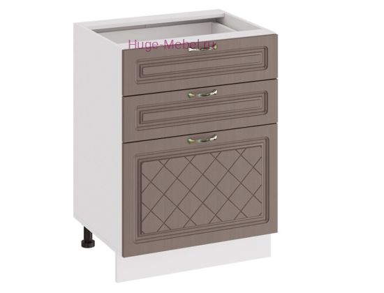 Кухонный шкаф нижний с тремя ящиками 600 Модена (дуб серый)
