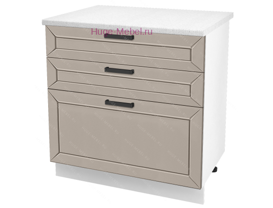 Кухонный шкаф нижний с тремя ящиками 800 Альфа (латте)