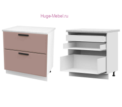 Кухонный шкаф нижний с внутренним ящиком 800 Призма (мокко супермат)