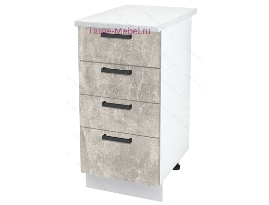 Нижний кухонный шкаф 4 ящика 400 Пасаденна (ателье светлое)