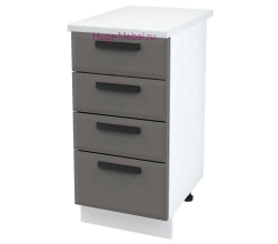 Нижний кухонный шкаф 4 ящика 400 Призма (асфальт супермат)