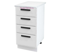 Нижний кухонный шкаф 4 ящика 400 Призма (белый супермат)