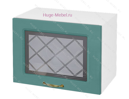Горизонтальный кухонный стеклянный шкаф 500 Модена (дуб бирюза)